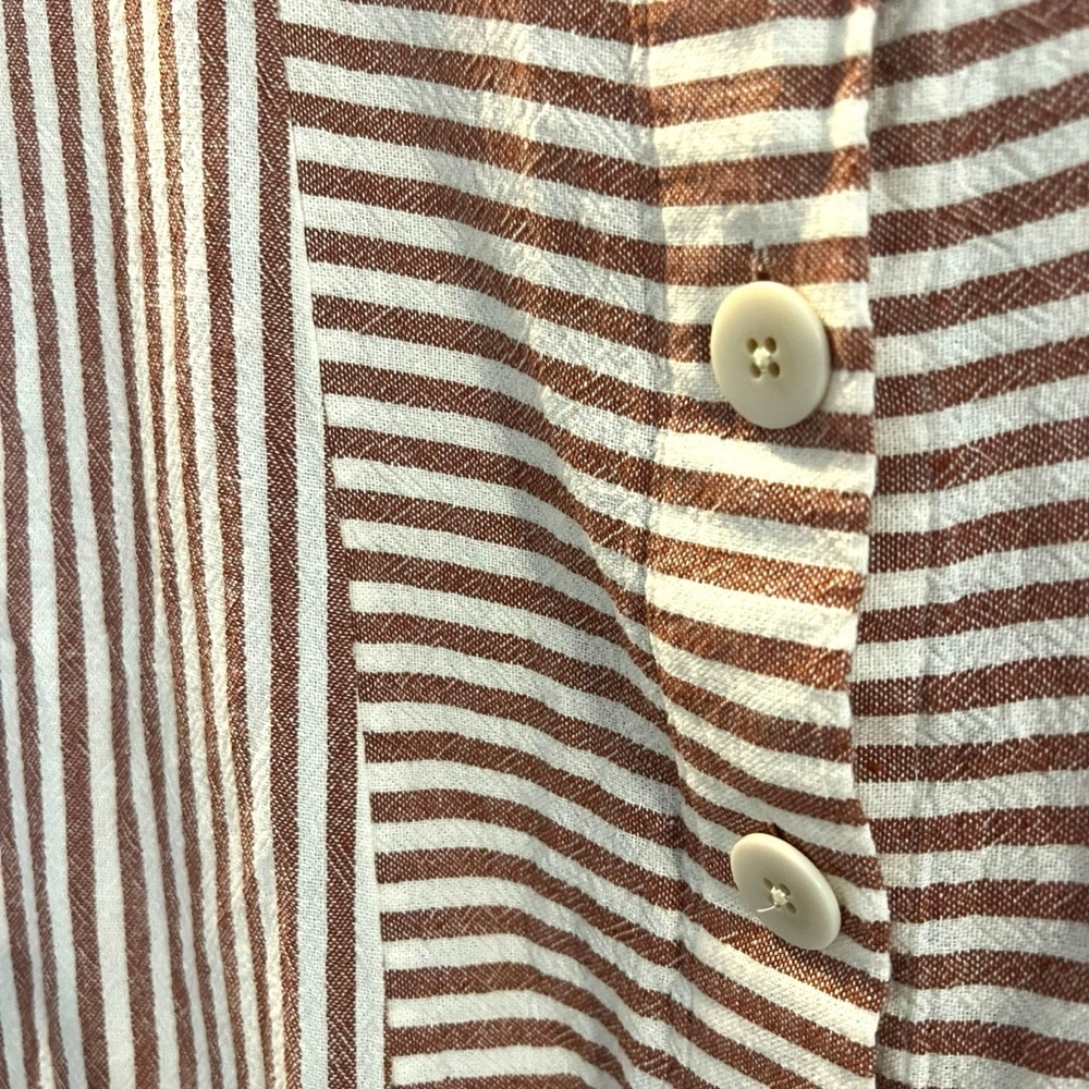 Madewell Daphne Stripe Play Linen Blend Tunic Dress in Rust, Small - Picture 7 of 11